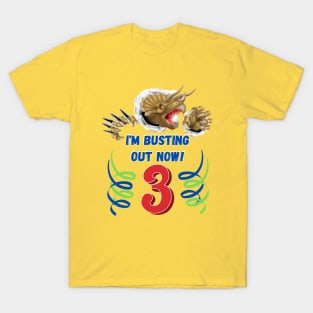 3rd Birthday Dinosaur Busting Out! T-Shirt